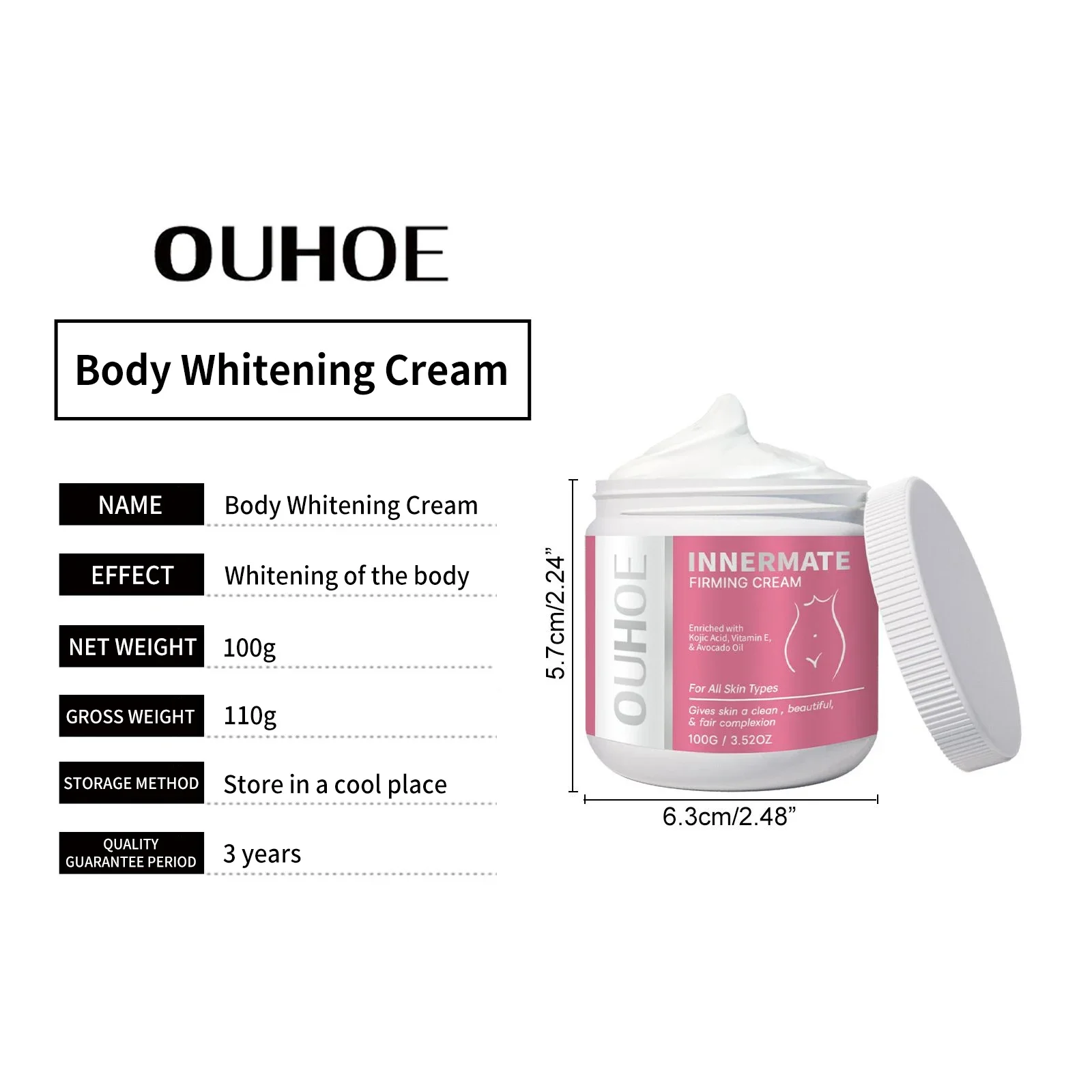 Crema Sbiancante Corpo Schiarire Scuro Intimo Parti Intime Ginocchia Coscia Articolazione Interna Bikini Rimuovere La Melanina Ascelle Crema Sbiancante_voghion.com
