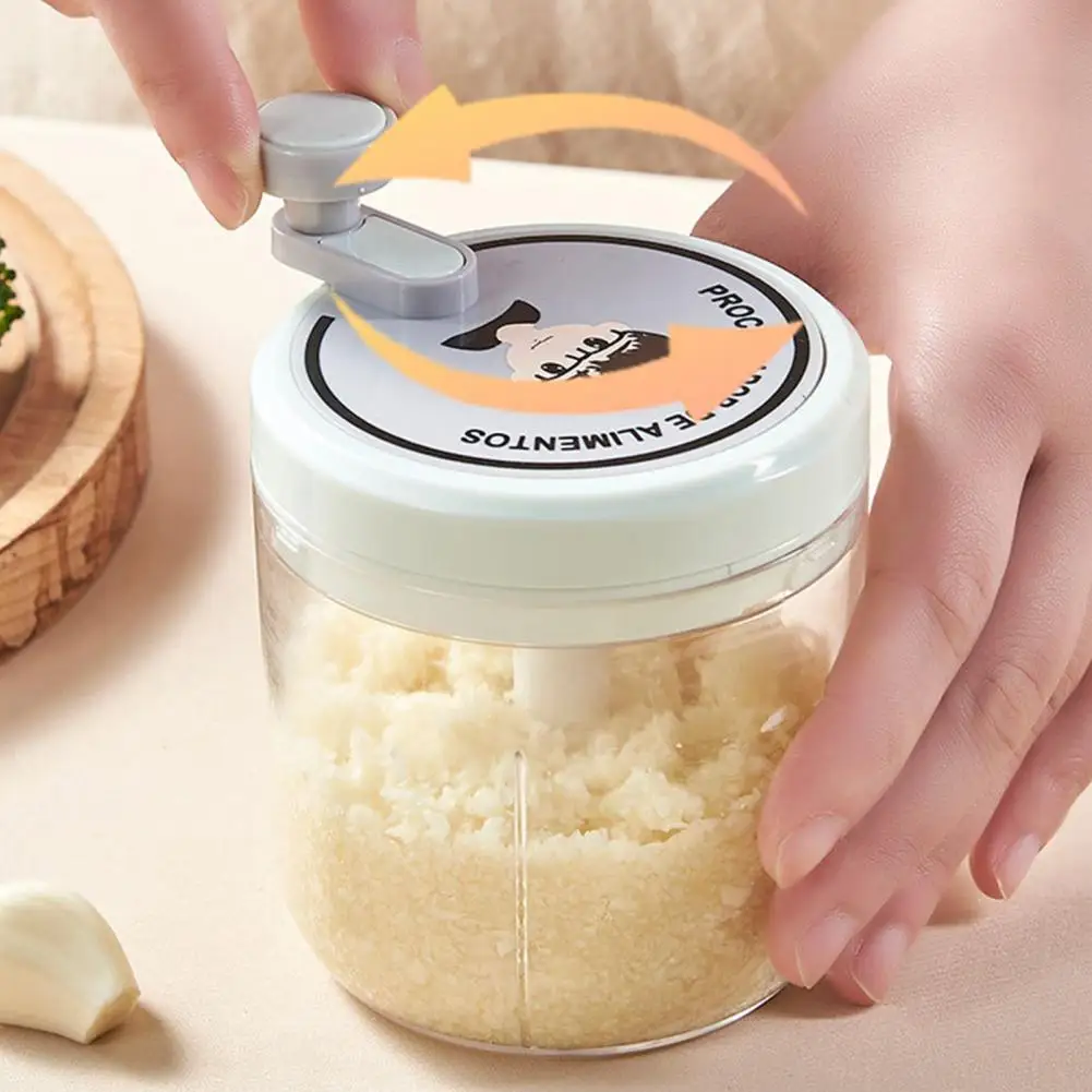 Garlic chopper rust-resistant stainless steel manual food processor blade easy rotate versatile vegetable chopper 200/400ML