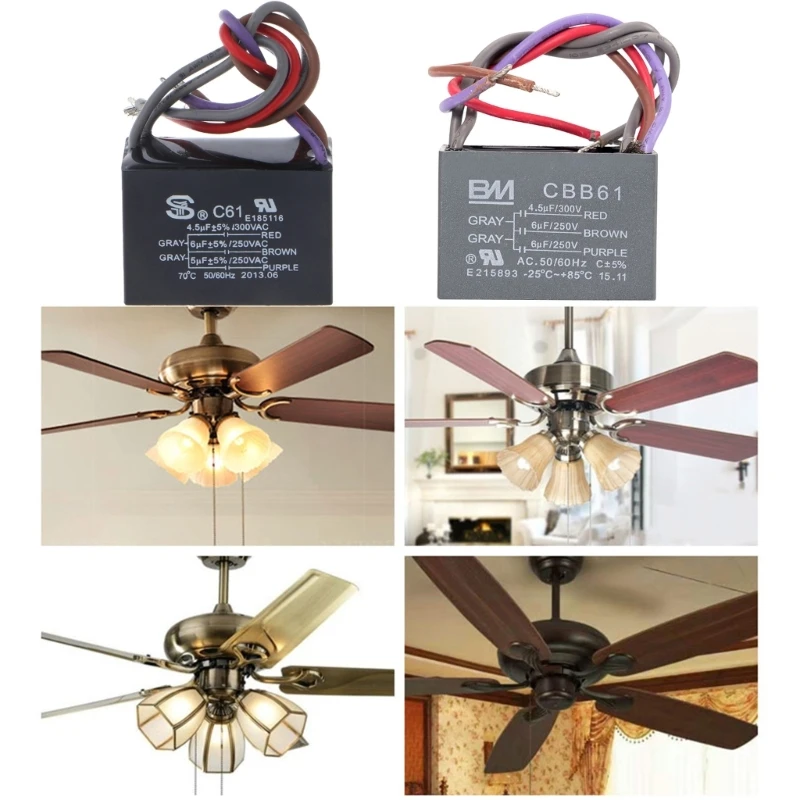 

CBB61 5 Wire 250V Ceiling Fan Capacitor Electric Fan Motor Generator 50/60Hz Dropship