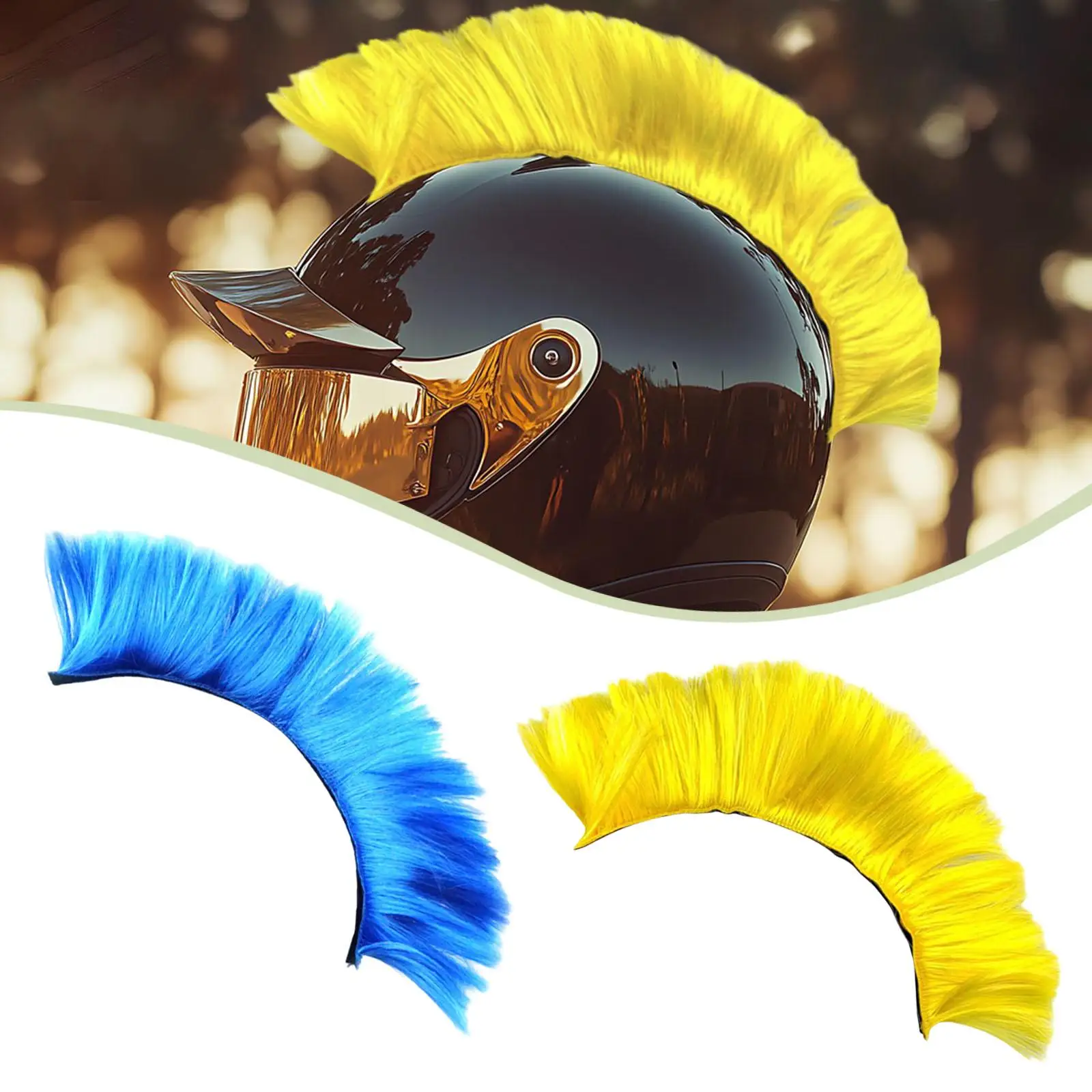 Helmet Wig Synthetic Cockscomb Hairpiece Motorcycle Helmet Accessory Retro Punk Mohawk for Biker Cosplay Party