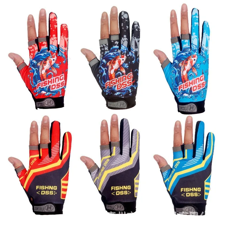 Waterproof fishing gloves anti-slip anti-hanging climbing cycling cast three-finger design fish gloves sports outdoor protection