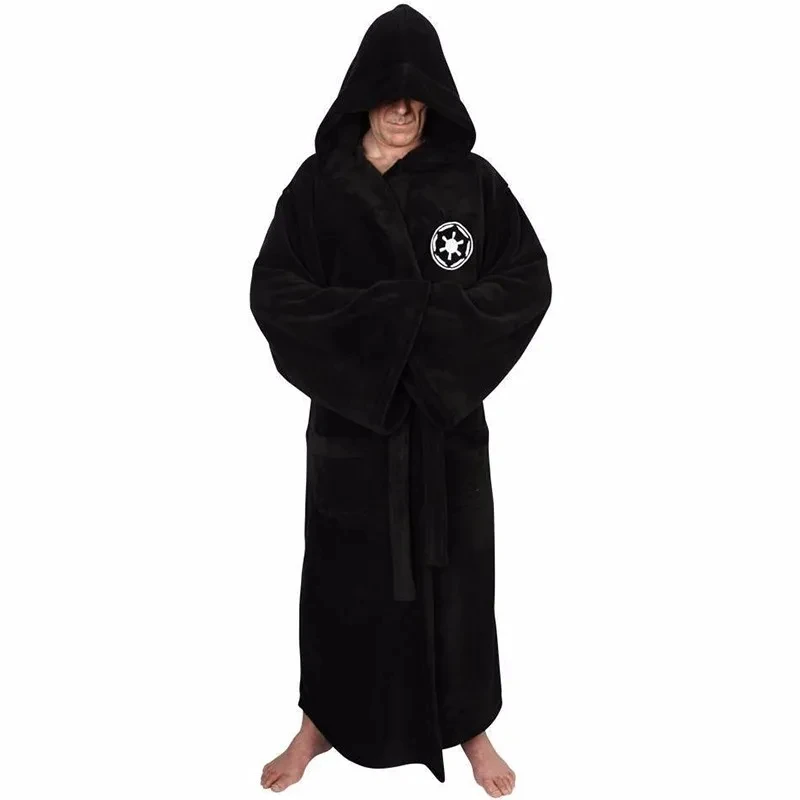 Jedi Cosplay Nachthemd Männlich Homewear Flanell Robe Männlich Mit Kapuze Dicken Stern Morgenmantel Reich männer Bademantel Winter Robe – Detail 8