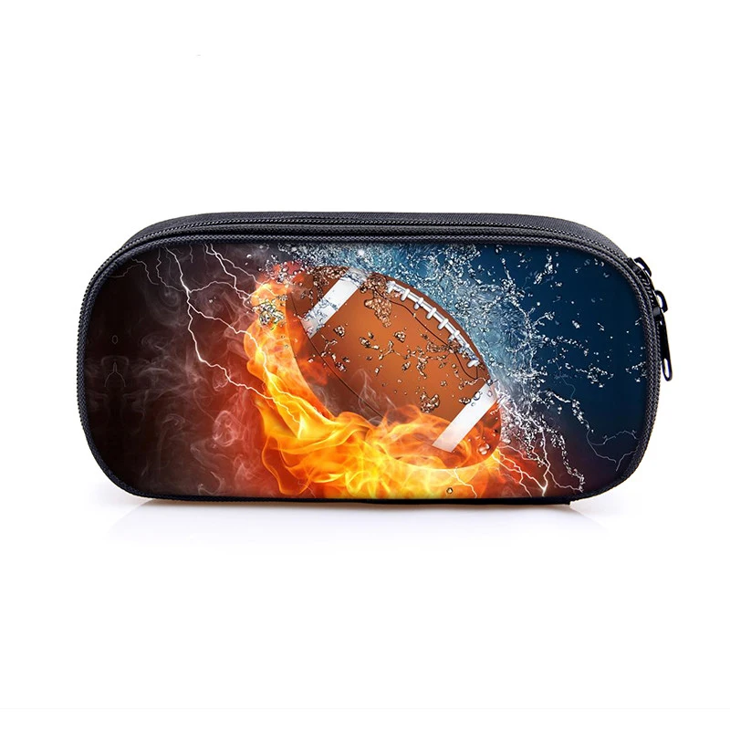 Cool Soccer with Golden Crown Print Cosmetic Case Pencil Bag Football Pencil Box School Supplies 2