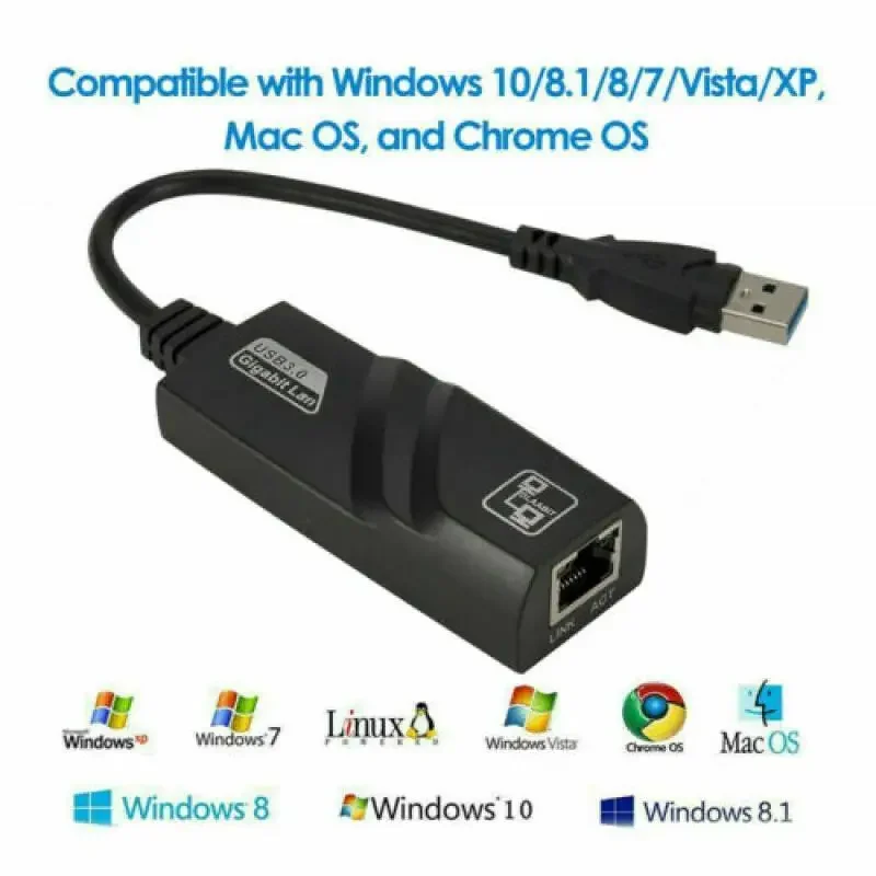 USB 3.0 Gigabit Ethernet Adapter for Windows and MacOS