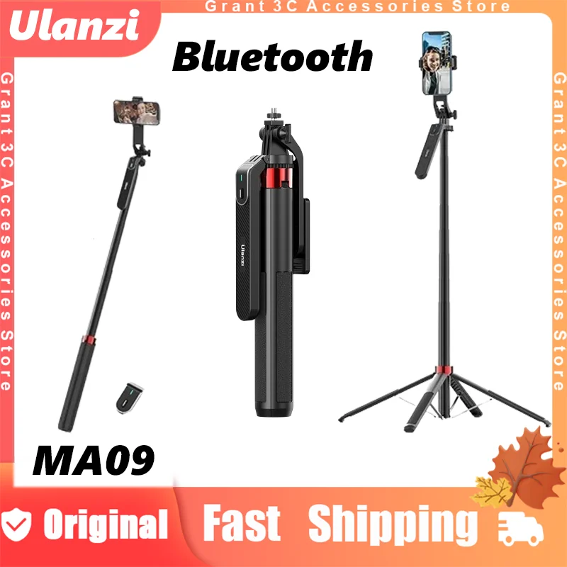 Ulanzi MA09 Bluetooth Selfie Stick 1.8m Stretchable Tripod 10M Remote Control Phone Stand for iPhone 16 15 14 13 Pro Max