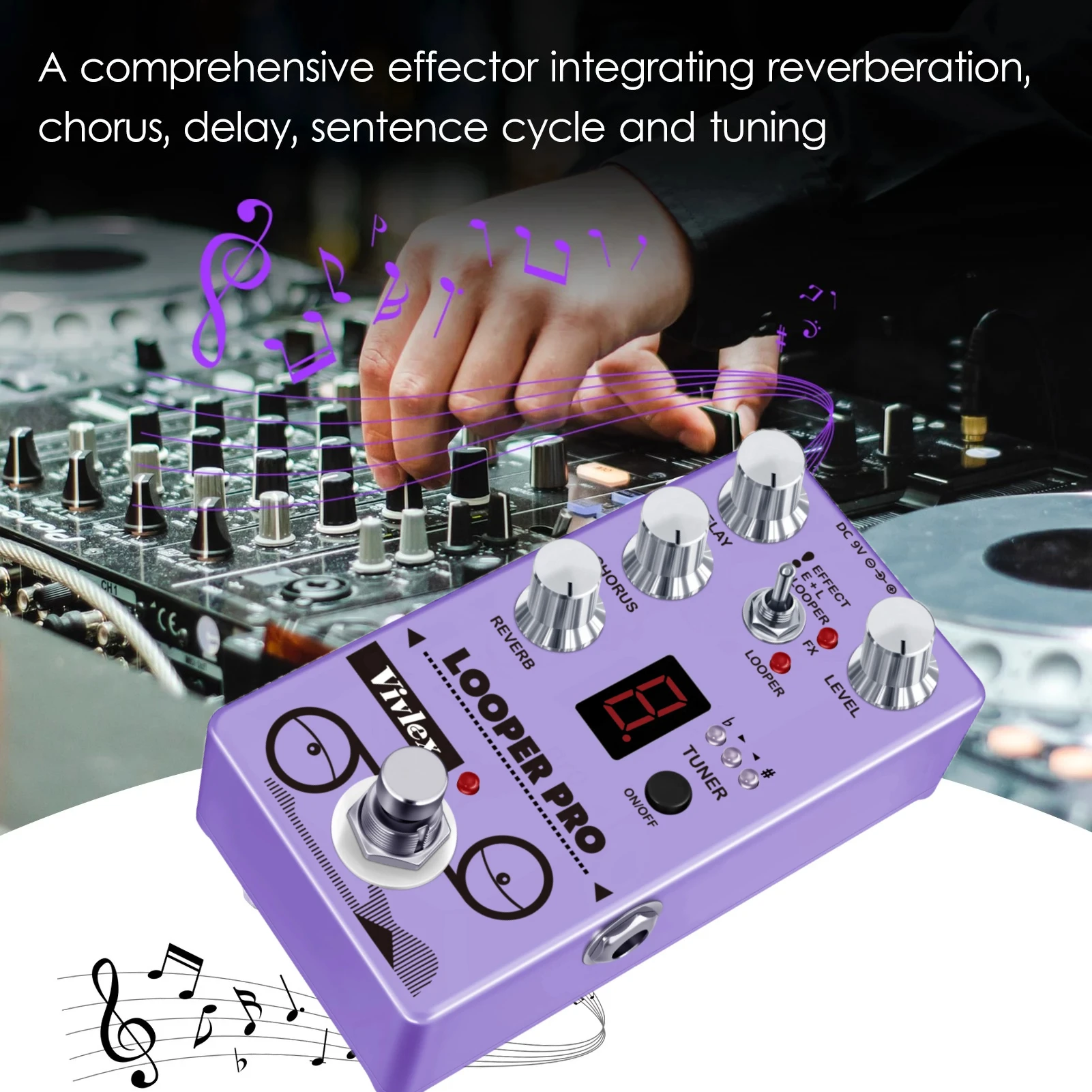 

Riff Looper Pro Multi-Effect Guitar Pedal Electric Guitar Pedal Reverb/Chorus/Delay/Tuner/Loop Effects Aluminum Alloy Case