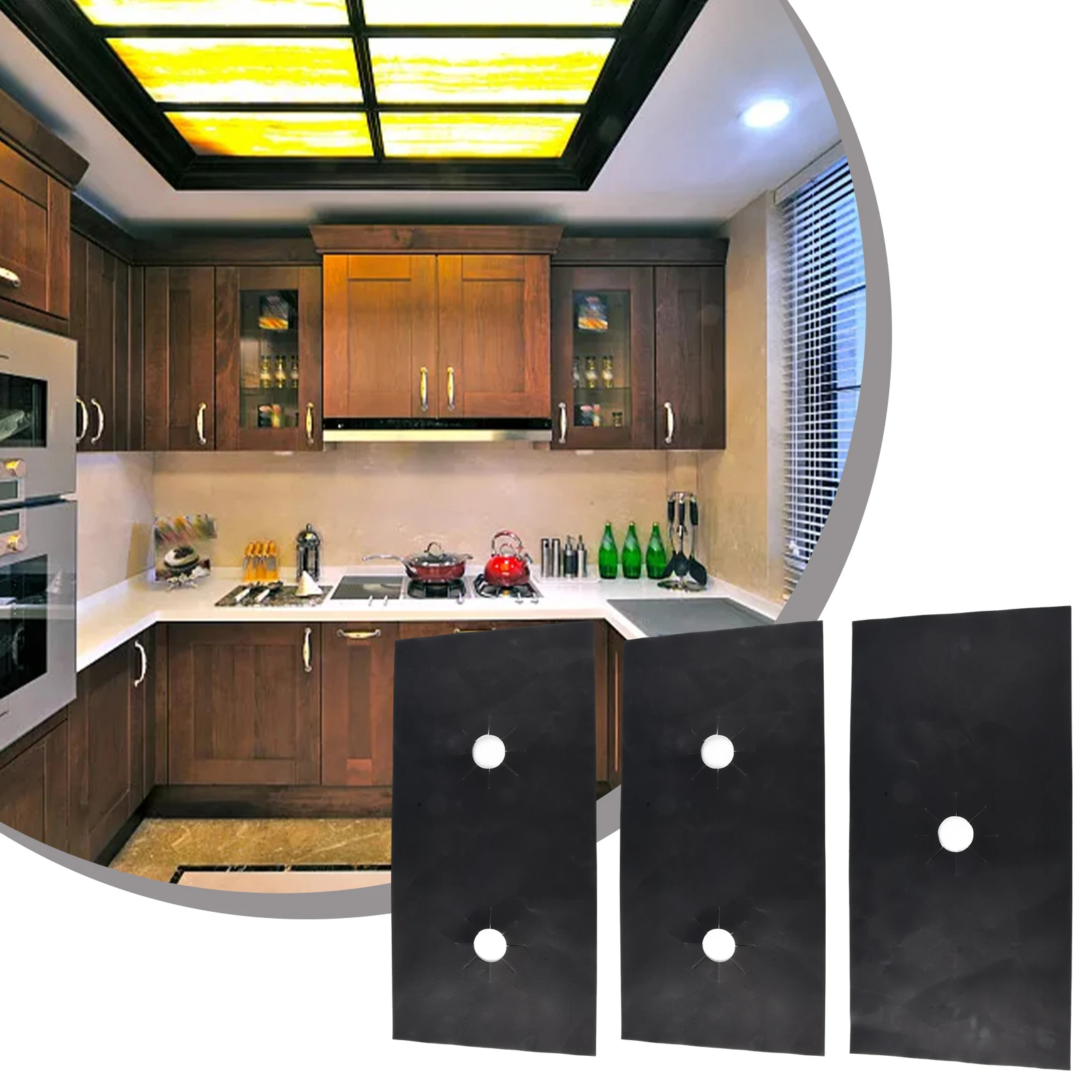 

5Holes Gas Stove Pad Protective Cover Anti-dirty Nonstick Pad Reusable Stovetop Scratch Protector Pads Kitchen Part Use