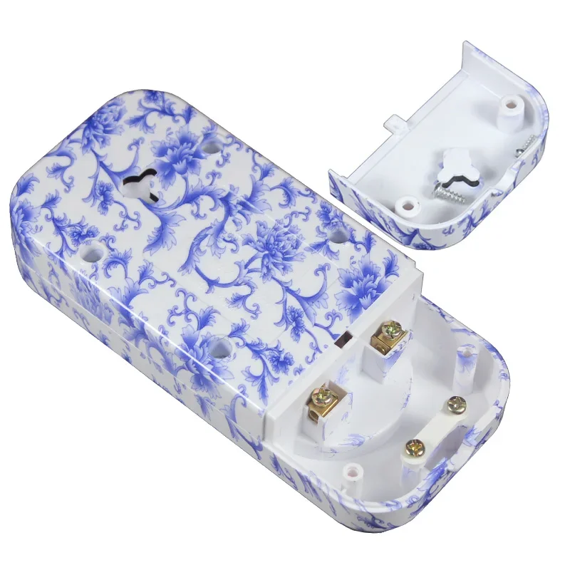 Stylish Blue & White Porcelain EU Plug Power Strip with USB Ports - 1200W