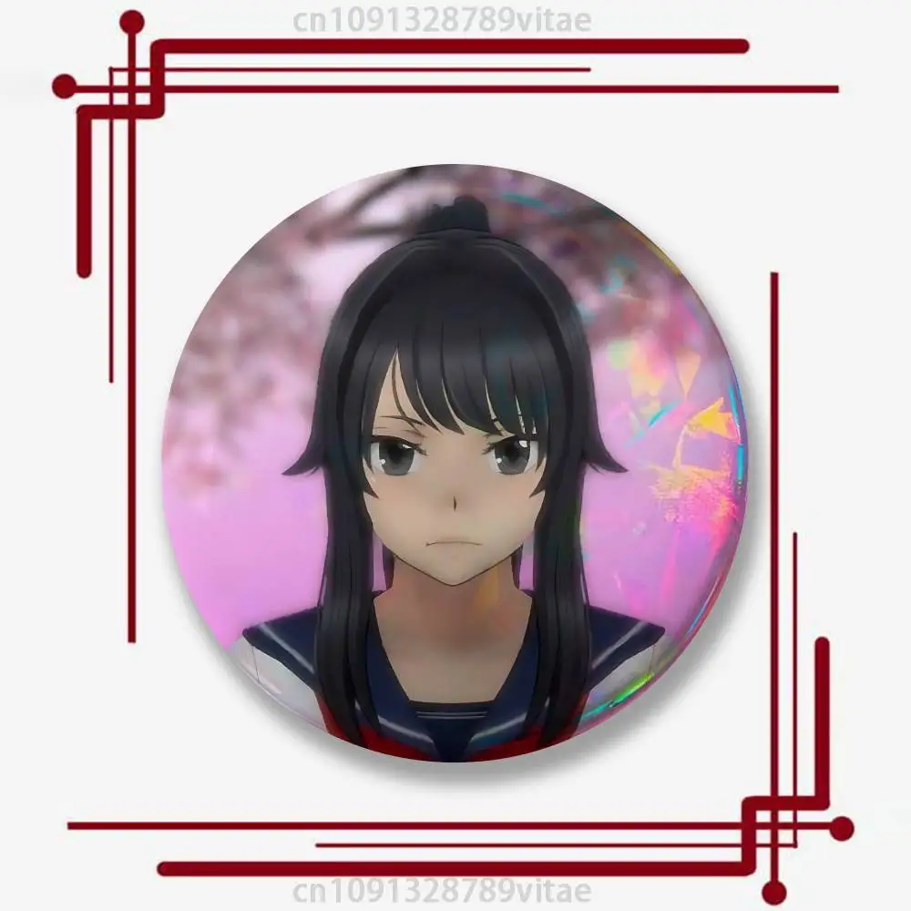 Yandere S-Simulator Ayano Aishi Custom 32/44/58mm handgefertigte Anstecknadeln, runde Brosche, Abzeichen, Rucksäcke, Kleidung, Schmuck, Geschenke – Detail 9