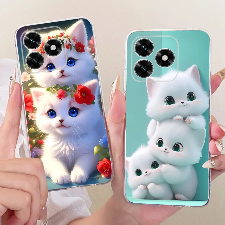 Cute Cat Luxury Painted Clear Silicone Soft Slim Phone Case Cover