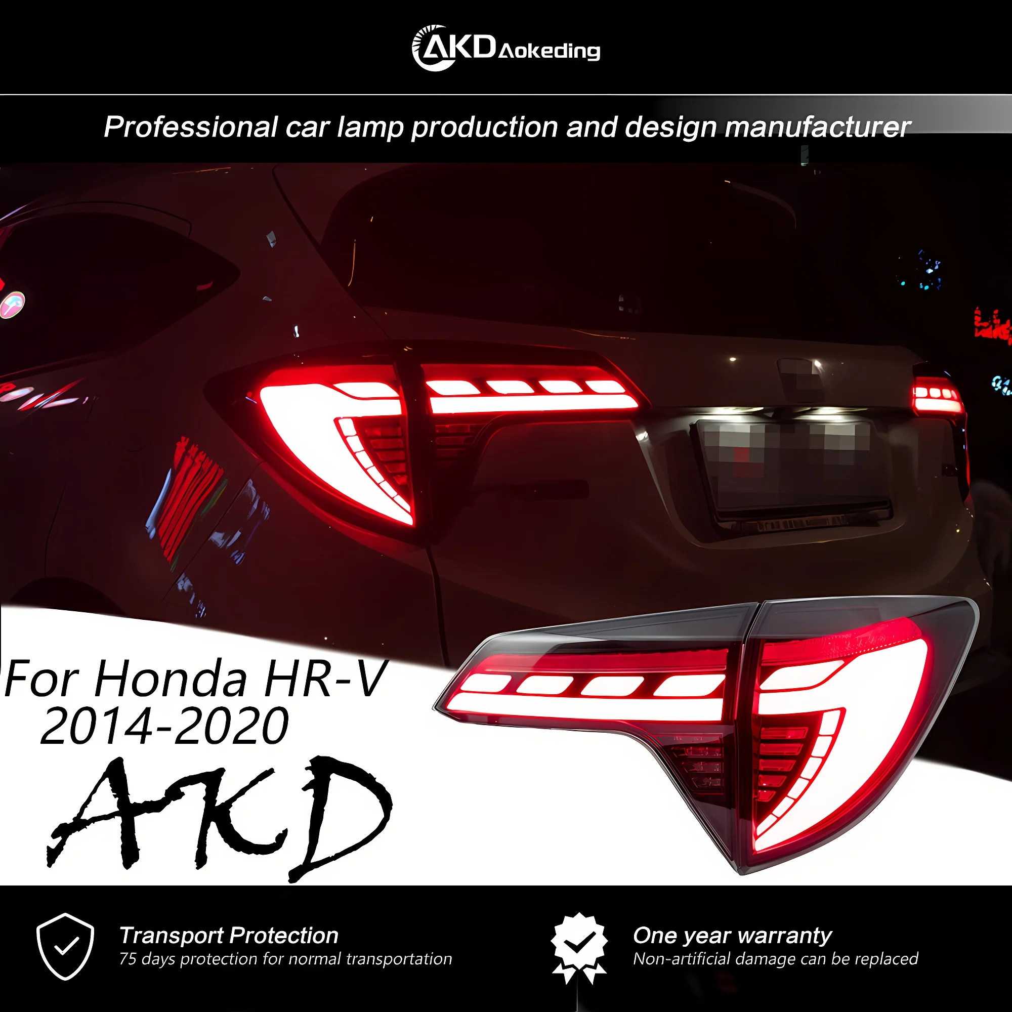 

AKD Tail Lamp For Honda HRV HR-V Vezel 2015-2021 Tail Light With Sequential Turn Signal Start Animation Signal Auto Accessories
