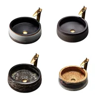 Antique Bathroom Sink Round Bowl Basin Washroom Ceramic Washbasin Balcony Countertop Art Basin with Faucet 1