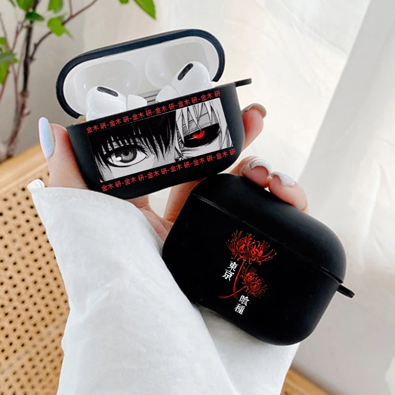 Horrível anime tóquio ghoul macio caso preto para apple airpods pro 3 2 1 pro2 ken touka capa do