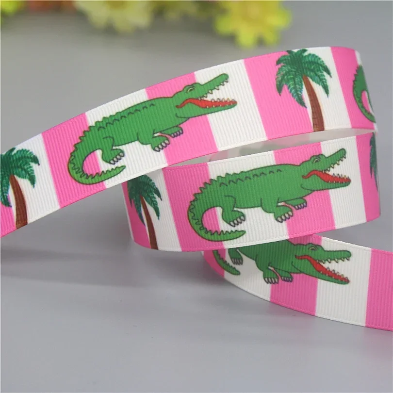 DHK 7/8" 5yards Crocodile Sloth Cow Printed Grosgrain Ribbon Accessories Material Headwear Decoration DIY Sewing Craft C2599 ribbon decoration ribbon supplies grosgrain ribbon sewing ribbon