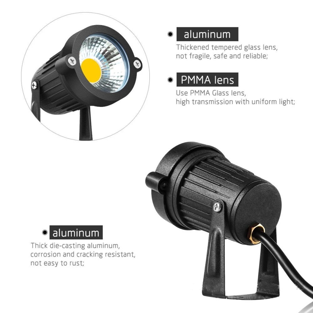 Outdoor Landscape Spotlights LED Lighting 5W Waterproof Graden Lights COB Led Spotlights With Stake for Garden Lawn Decorative