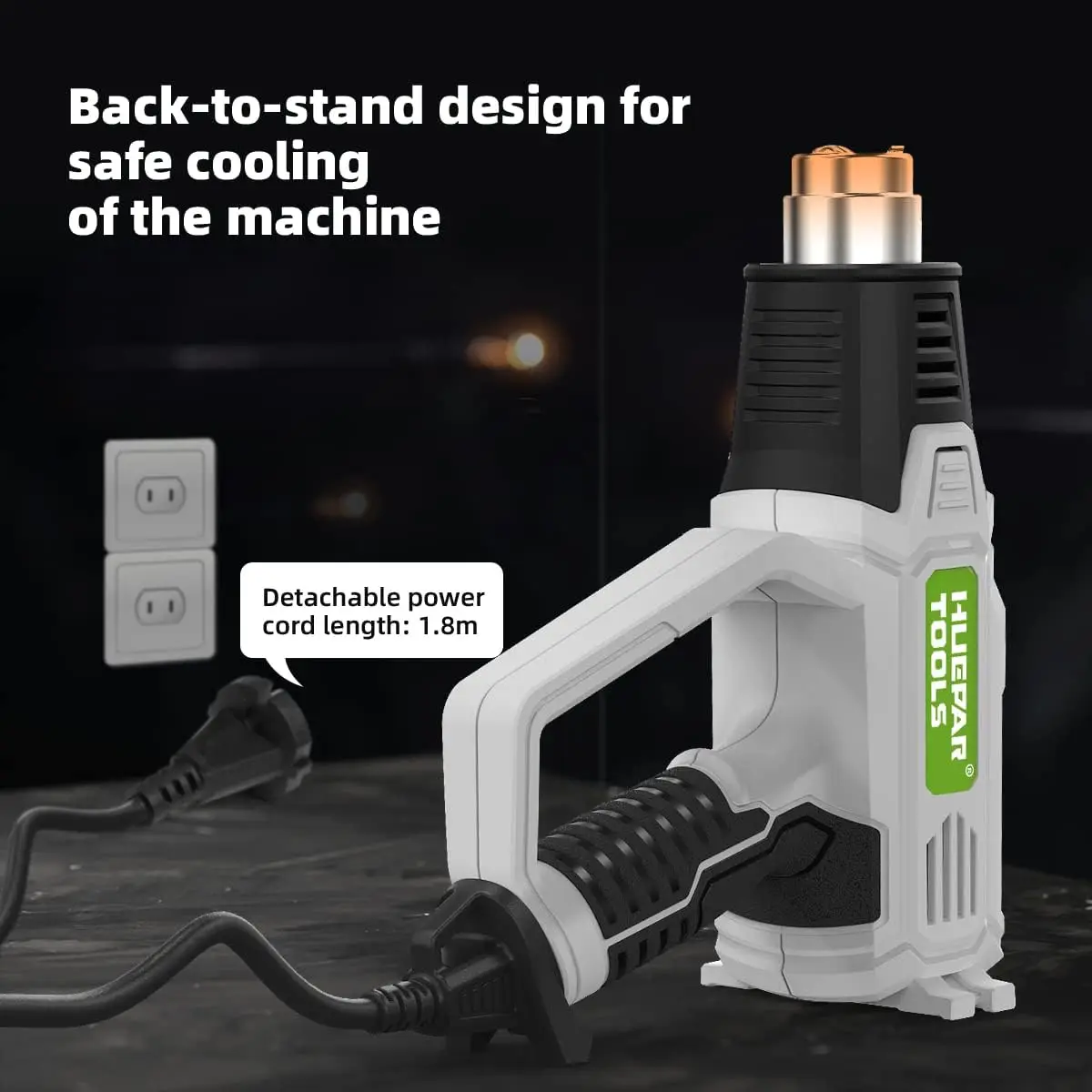 HUEPAR TOOLS Hot Air Gun 2300W 220V/110V Heat Gun with LCD Digital Display Hot Air Gun 122℉-1112℉(50℃-600℃) 10 Accessories 5