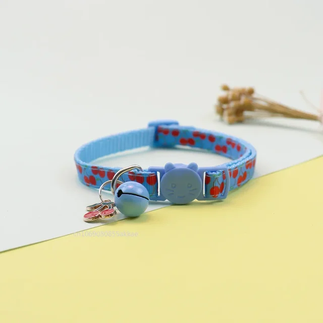 Pet Adjustable Webbing Fruit Cat Collar Breakaway Cute Neck Collar with Bell for Small Dogs Puppy Kitten Neck Accessories 4