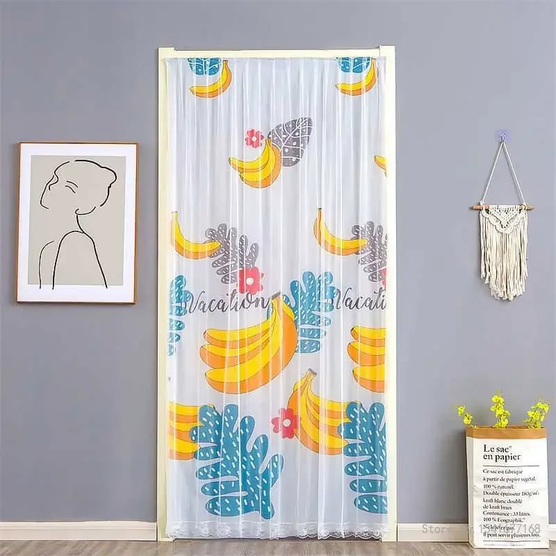 Creative Anti-Mosquito Hanging Door Curtain, Home Decor Free Punching Yarn, Self-adhesive, Bedroom Fabric Kitchen Partition, 1Pc