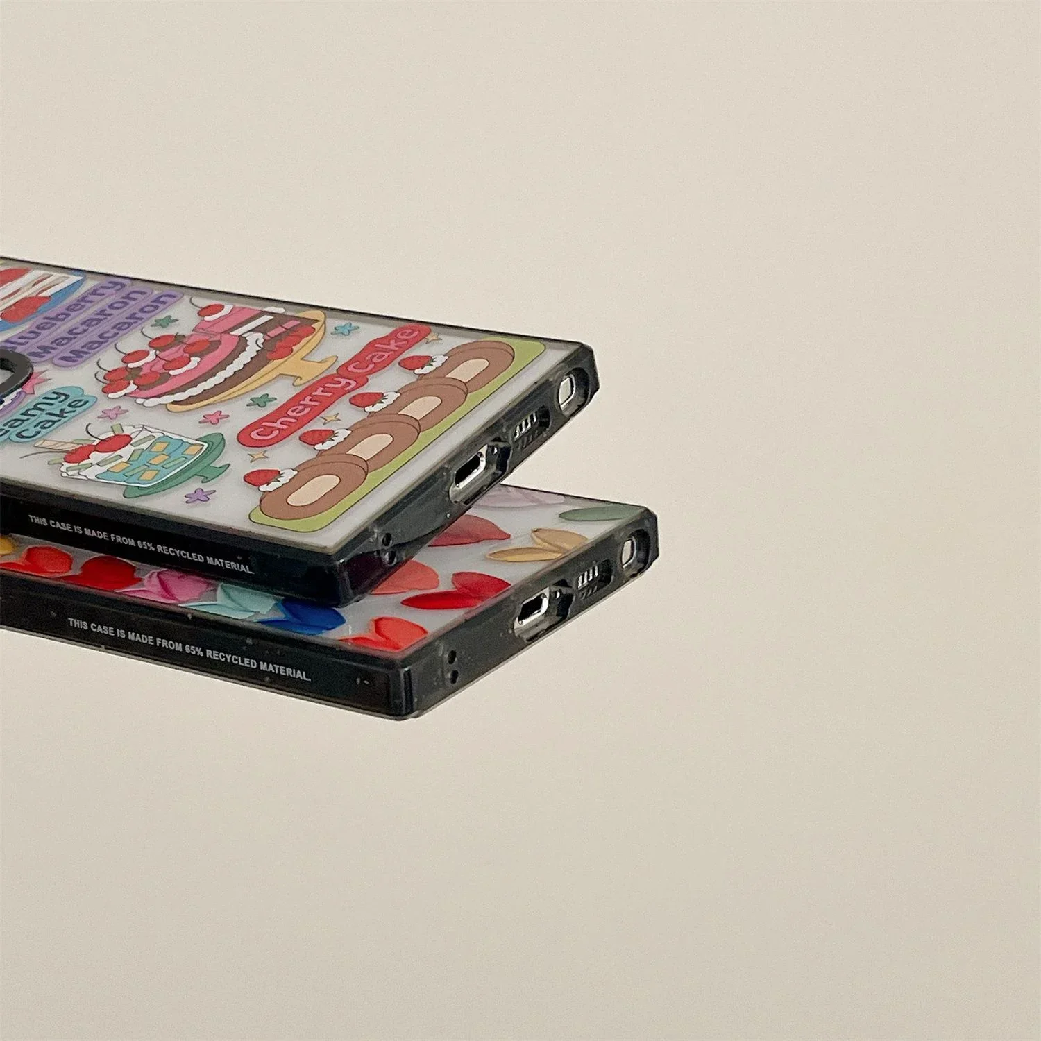 Cake Acrylic Black Border Case for Samsung Galaxy S22 S23 S24 Ultra S22+ S23+ S24 Plus Cover Protective Case