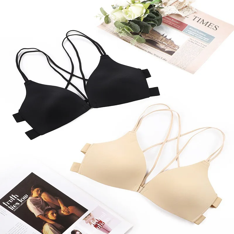 bra and thong set SEVEN WISH The New Front Button Lingerie Sets Breathable Has No Underwire And Sexy Bra Thong Underwear Sets With Anti-Hem bra and underwear set