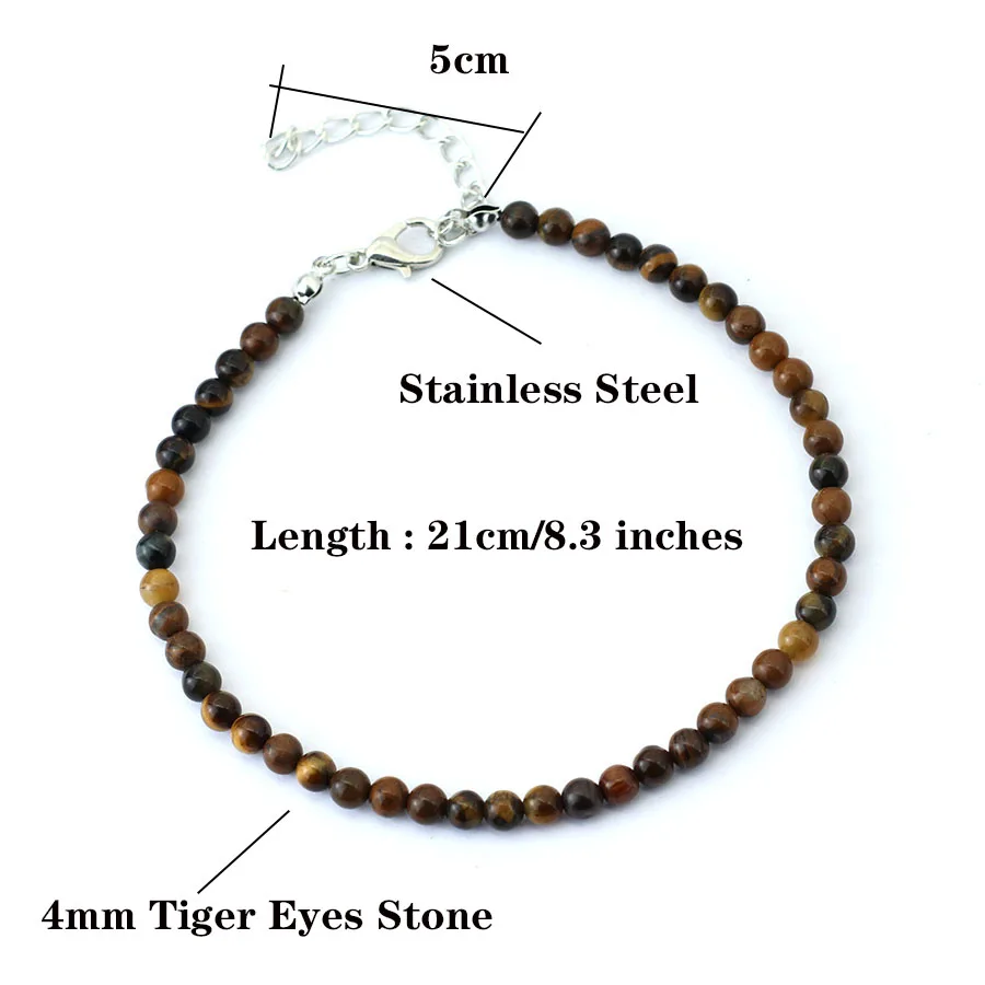 Natural Stone Beads Adjustable Anklet for Women Summer Beach