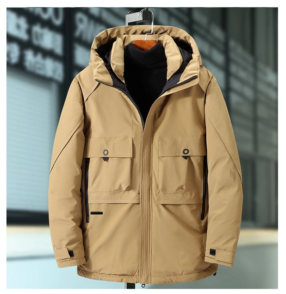 Description Picture 6 of itemCargo Parkas Men Winter Thick Warm Jacket Coats Plus Size 8XL 9XL Fashion Casual Solid Color Jacket Male Outerwear Big Size 9XL
