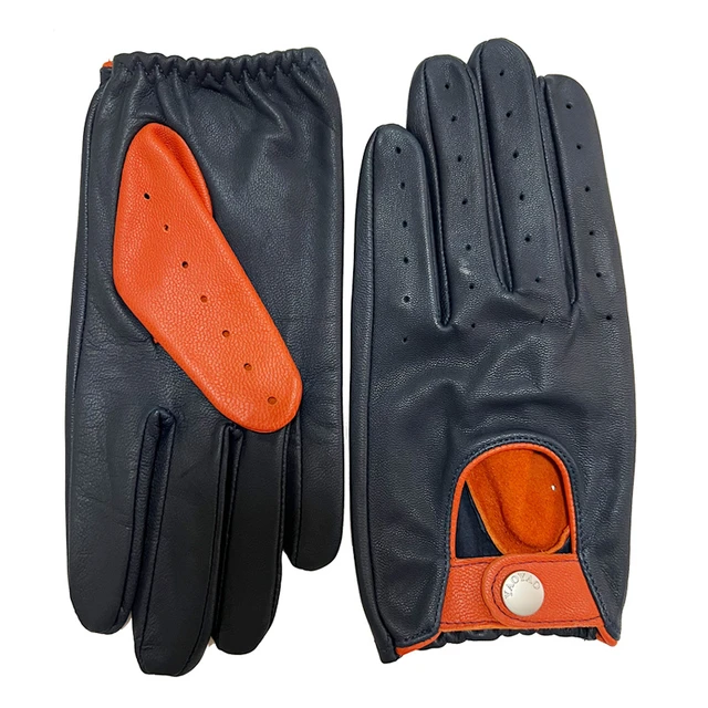 Winter Accessories Male Men Unlined Genuine Leather Gloves Stylish Two  Color Patchwork Guantes Gym Hombre Dark Blue Luvas - AliExpress