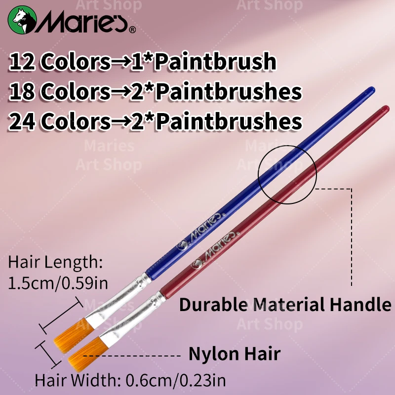 Marie's Gouache Paint Set,18 Colors & 2pcs Paintbrushes Kit in 5ml/Tubes for Canvas,Paper,DIY,Painting for Adults,Students 5