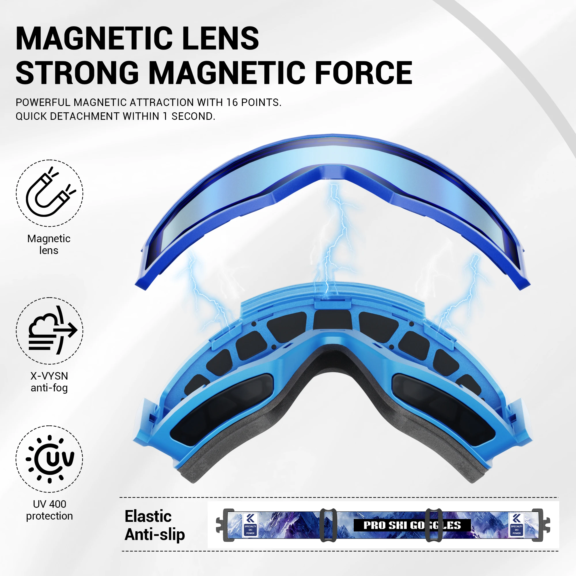 Ski Goggles Magnetic Double Layer Anti-fog Photochromic UV400 Snow Sunglasses