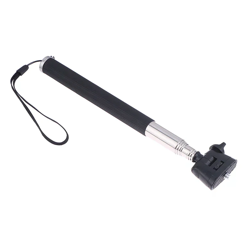 Perche selfie rétractable pour caméra action en position repliée, montrant sa compacité et son support stable.