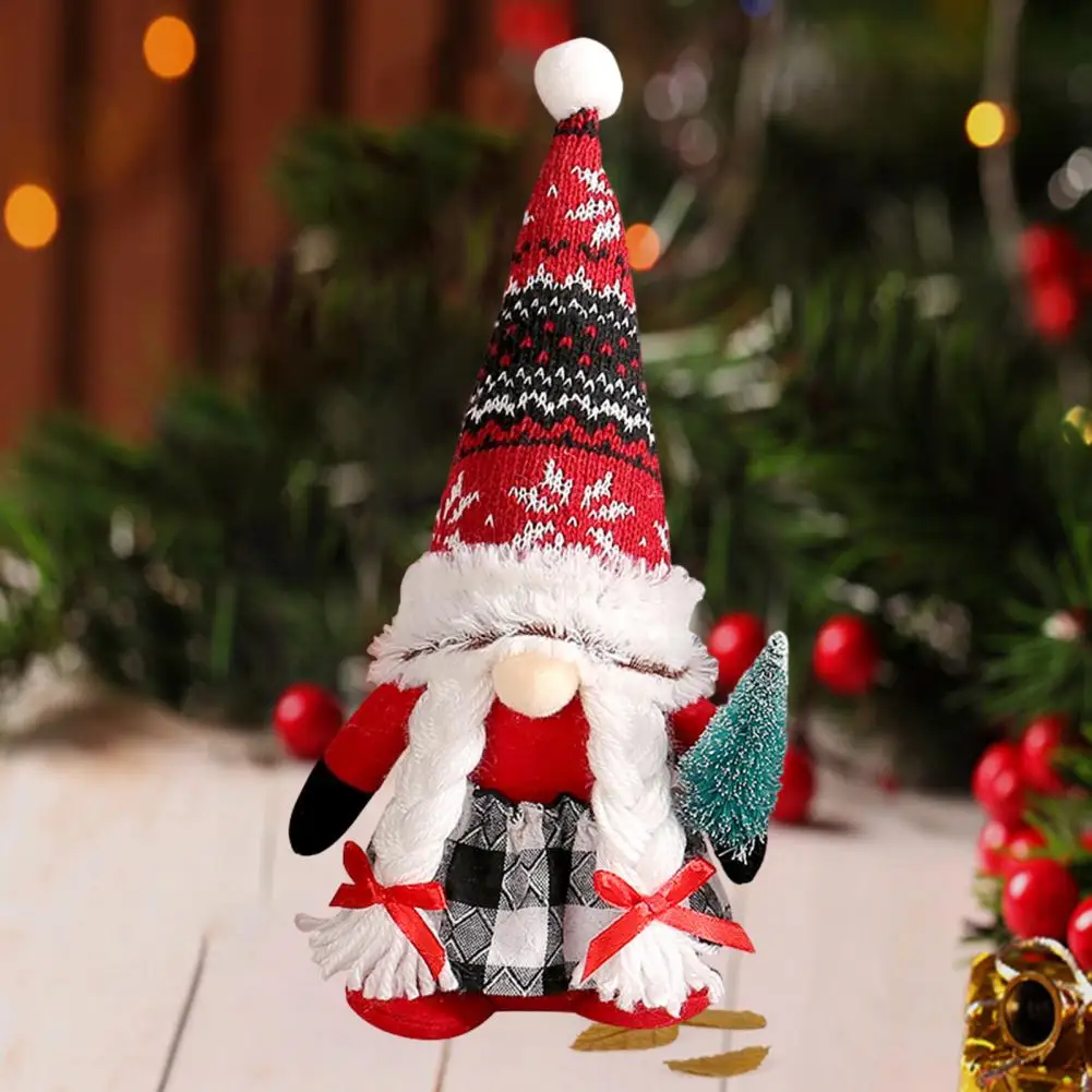 

Украшение для камина, кукла гнома, милый домашний декор, Рождественская Кукла гнома, Очаровательная плюшевая карликовая с полосатым шапкой в клетку для удержания