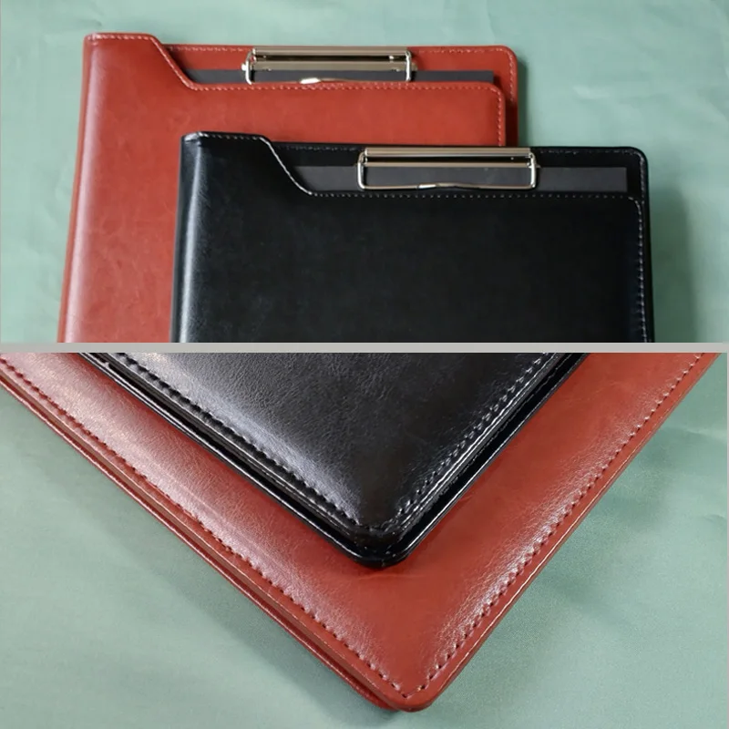 Fashion PU Leather Portable A4 Padfolio Portfolio Presentation File Folder Business Contracts Conference Folder Black Brown