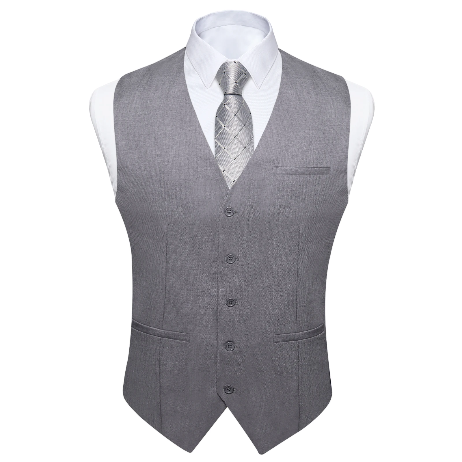 ClassicGray Sleeveless Dress Vest for Men Male Waistcoat Slim Fit Suit Vest Neck Tie Set Casual Gilet Homme Formal Business Vest 2