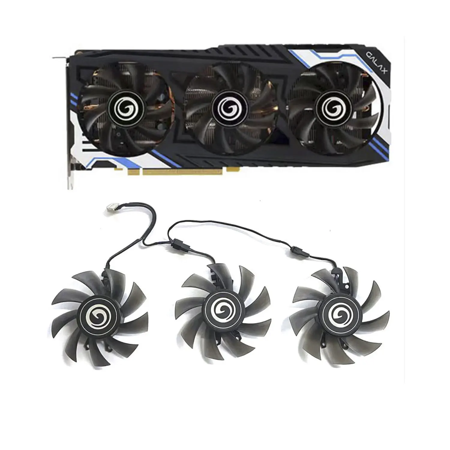 

Brand new 3 FAN 4PIN 75MM FY08015M12LPA RTX2060 GPU fan suitable for GALAXY GeForce RTX2060 universal MAX OC graphics card