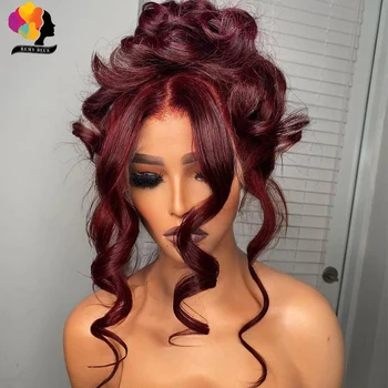 Burgundy 13X6 Lace Frontal Wigs Human Hair Body Wave Lace Front Wig Colored 99J Red Lace Front Human Hair Wigs for Black Women 1