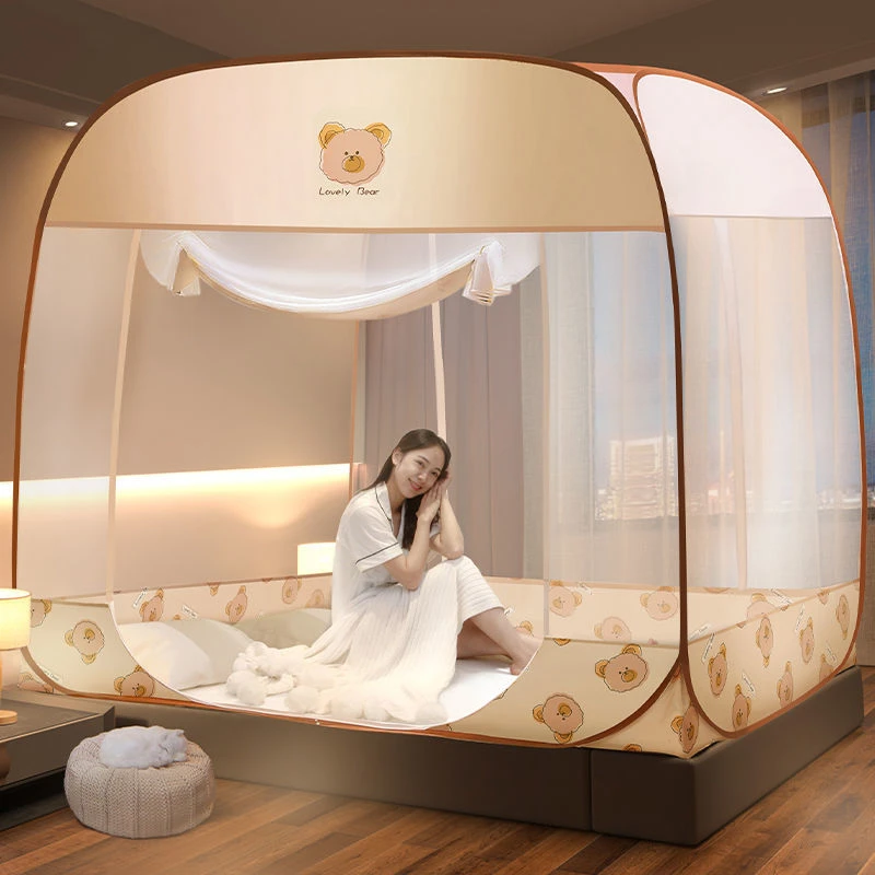 achter tiener vrije tijd 2022 Nieuwe 1.2M 1.5M 1.8M Opvouwbare Eenvoudige Slaapkamer Klamboe Bed  Rits Klamboe Dubbele Deur Opening slaapkamer Home Decoratie| | - AliExpress