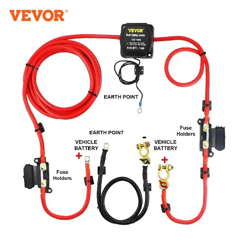 LAN Isolateur De Batterie Intelligent Kit D'Isolateur De Batterie Double  Relais Sensible Intelligent 12V 140Amp Pour Système