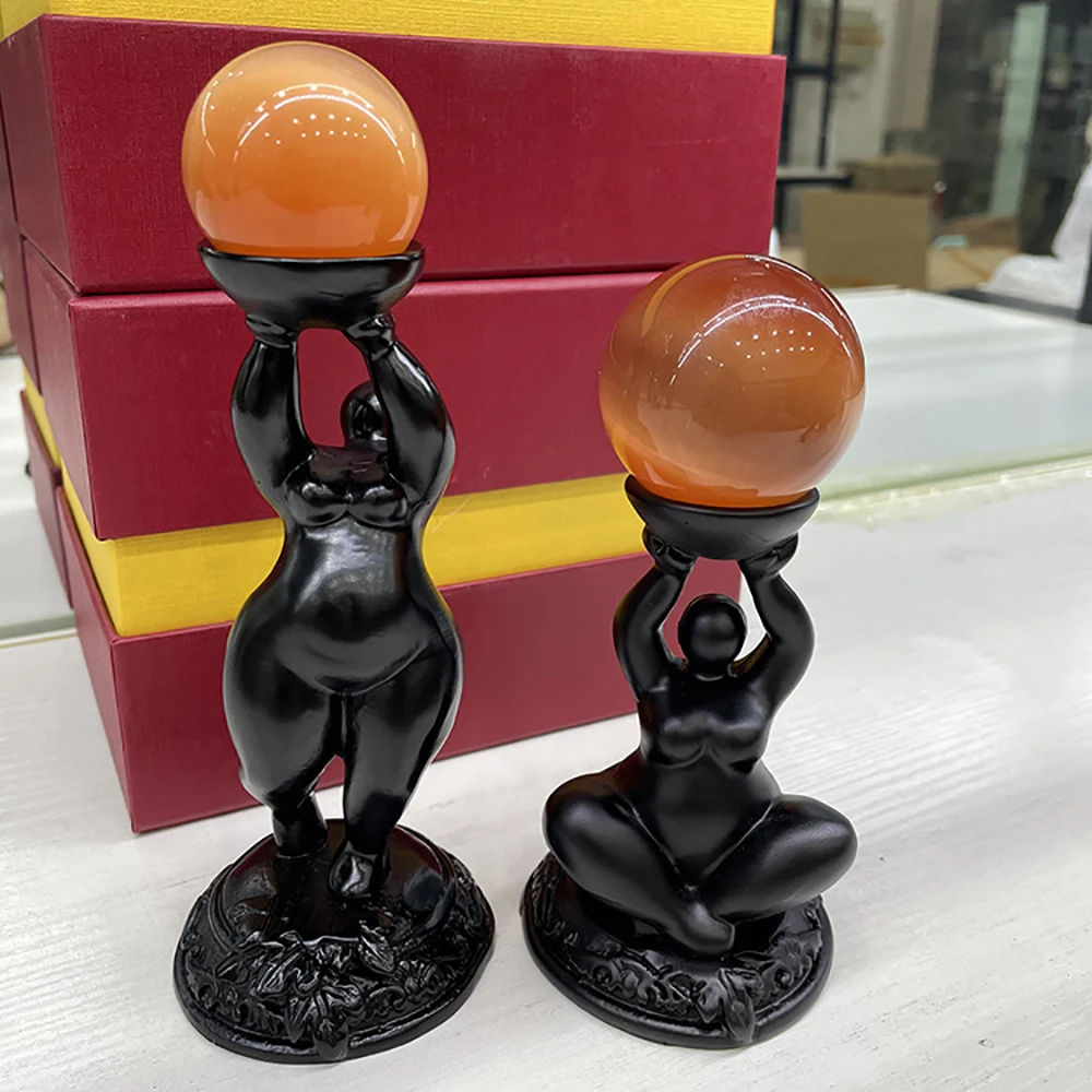 CS3 Standing Obese Beauty Statue Display Art Craft Desktop Resin Sculpture Home Ornament Crystal Ball Base Holder For Sphere |