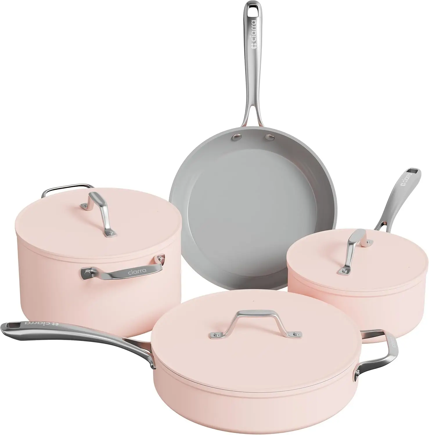 Ceramic Pots and Pans Set with Lid, Non Toxic Cooking Set Free, Oven Safe