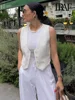 TRAF Women Fashion Front Button Asymmetric Waistcoat Vintage V Neck Sleeveless Female Outerwear Chic Vest Tops 2