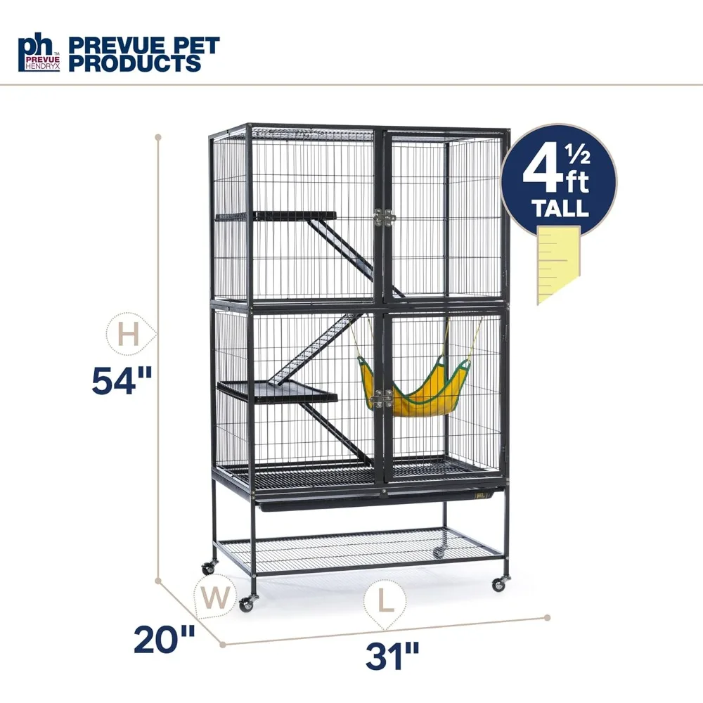 Feisty Ferret Habitat Bundle with Black Hammertone Stand, Hammock, and Suede Tunnel