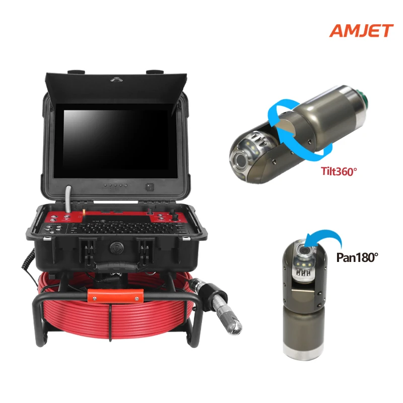 360도 회전 카메라 DrainEye R13-max 카메라 자가 균형 512Hz 파이프라인 카메라 50미터 케이블 배관공용