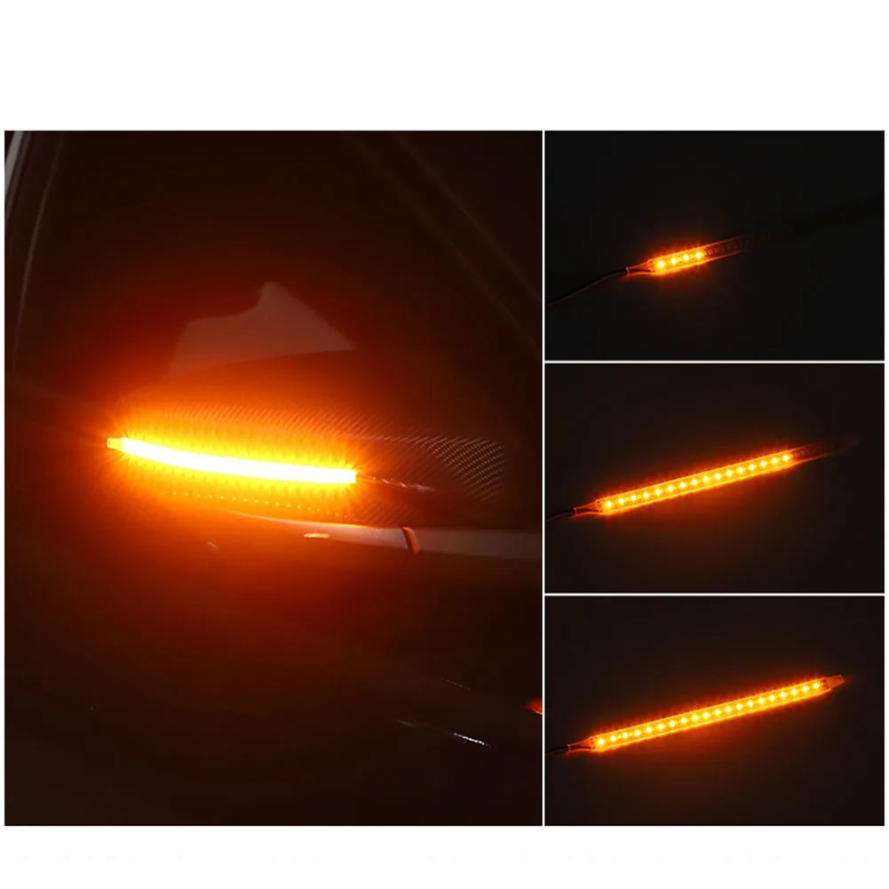 2pcs Car Rearview Mirror Indicator Lamp DRL Streamer Tape LED Flowing TurnSignal Lamp DRL Streamer Tape With Turn Signal Bar