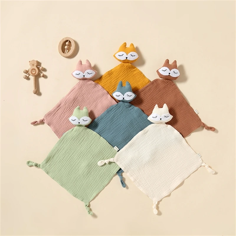 Organic Cotton Gauze Baby Towel Stuffed Fox Doll Baby Nursing Cuddle Security Blanket Towel Burp Cloths Newborn Teething Towel