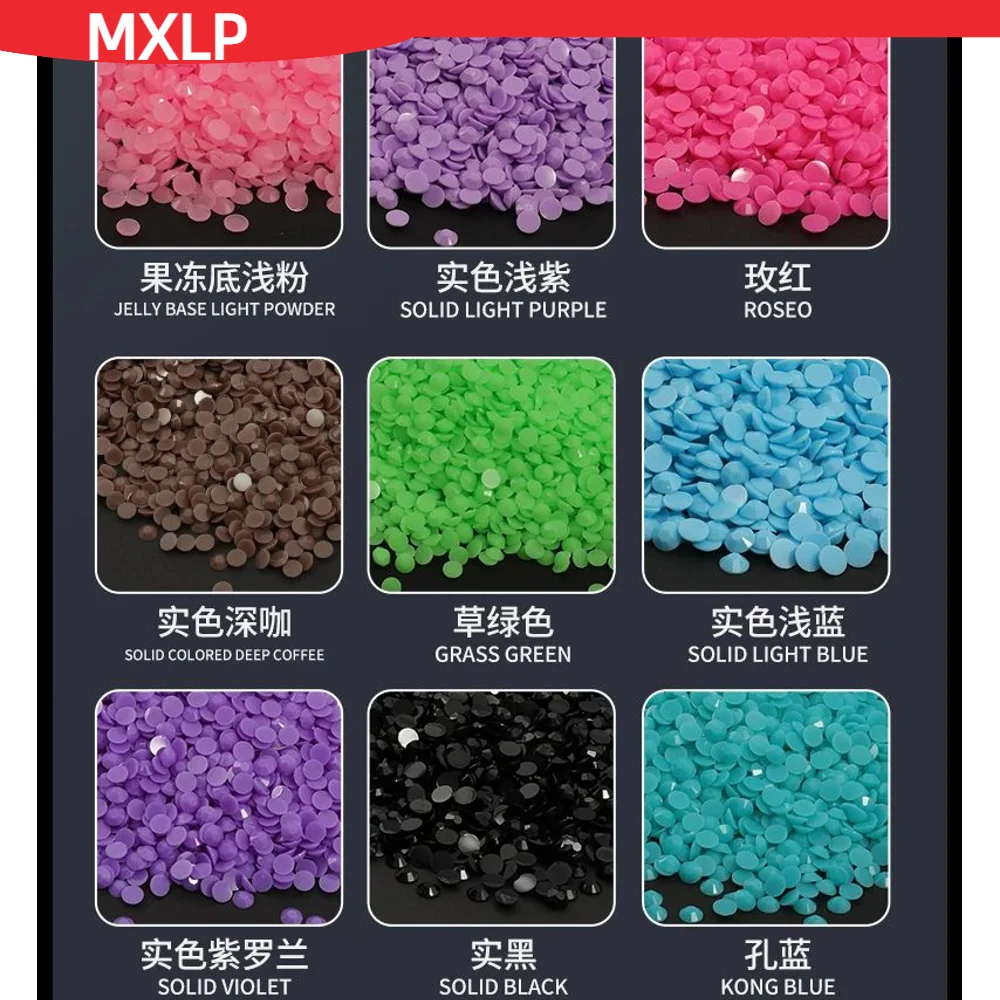 크기 3mm 4mm 5mm 솔리드 컬러 젤리 수지 플랫 백 라인 석, Dyi 네일 쥬얼리 휴대 전화에 사용, 크기 Ss10 Ss16 Ss20