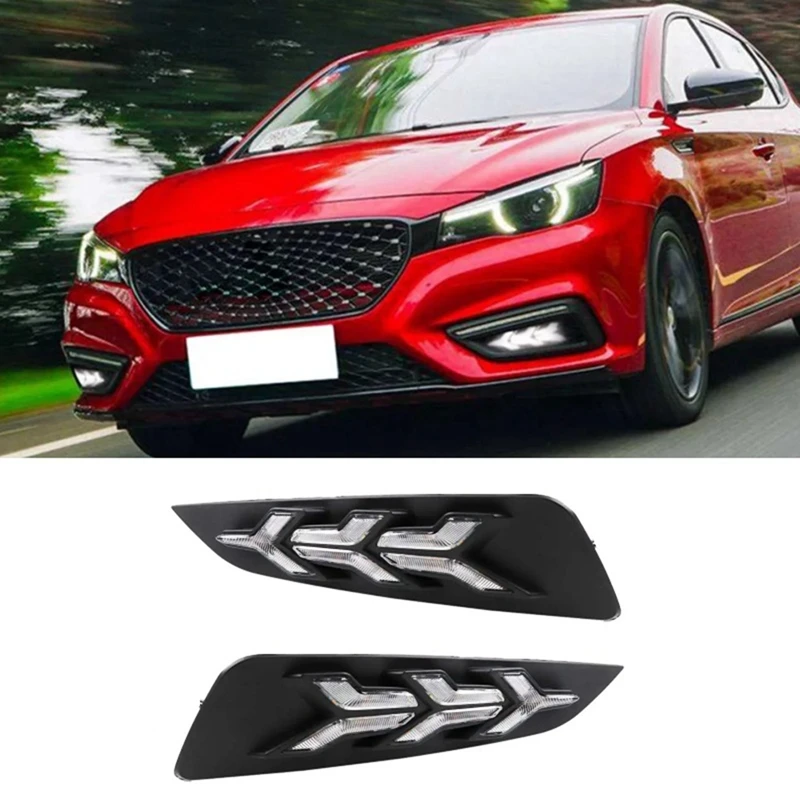 

For MG6 MG 6 2017-2019 Spare Parts Parts Car LED Fog Lamp Turn Signal Light DRL Daytime Running Light, Yellow+White+Blue