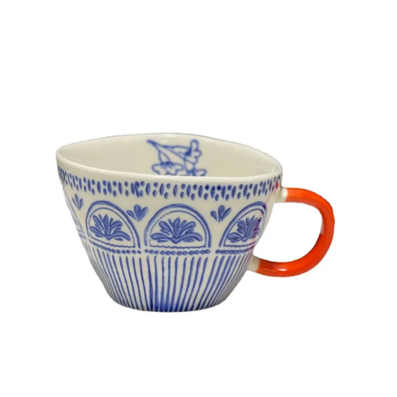 

Nordic Hand Pinch Irregular Ceramic Mug Office Home Coffee Cup Hand-painted Breakfast Milk Cup Personality Water Cup