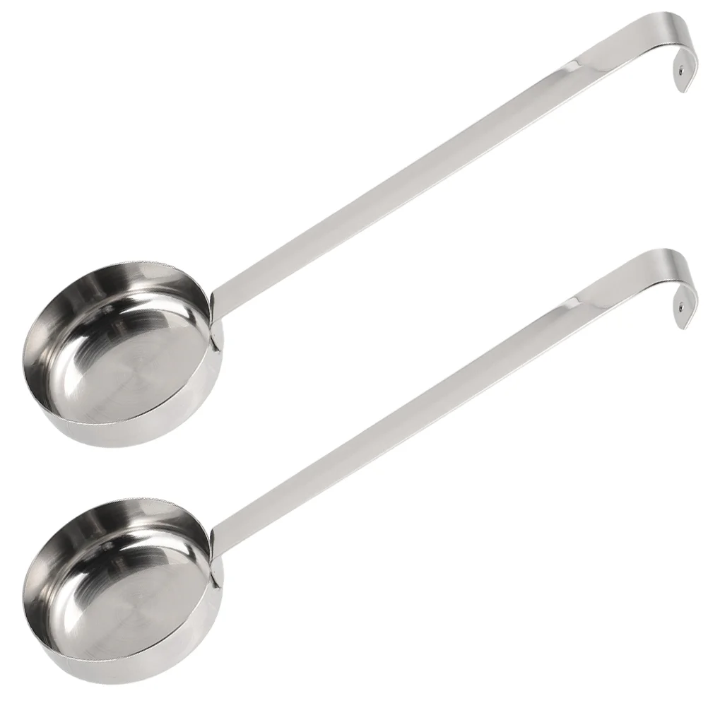 

2 Pcs Pizza Sauce Spoon Baking Measuring Scoop Spread Ladle Kitchen Tomato Food Ketchup Stainless Steel Long Handle Soup Flat