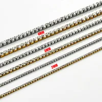 Collier brillant en acier inoxydable pour hommes et femmes, or, argent, largeur de document 2, 3, 4mm, tour de cou de la présidence avec biscuits, bijoux cadeaux 2