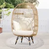 4-piece Bohemian Outdoor Furniture Set with Egg Chair and Ice Bucket, Small L-shaped Willow Conversation Segmented Sofa Set 6